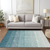 8' X 10' Teal Blue And Ivory Ombre Washable Indoor Outdoor Area Rug