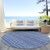 8' Denim Blue And Sky Blue Round Striped Washable Indoor Outdoor Area Rug - 880016763065