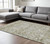 9' X 12' Taupe Beige And Gold Oriental Washable Indoor Outdoor Area Rug