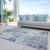8' X 10' Denim Blue And Sky Blue Abstract Washable Indoor Outdoor Area Rug