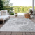 8' X 10' Gray Silver And Ivory Nautical Washable Indoor Outdoor Area Rug