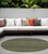 8' Round Olive Green Round Striped Washable Non Skid Indoor Outdoor Area Rug