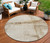 8' Ivory And Beige Round Striped Washable Indoor Outdoor Area Rug - Ivory, Beige