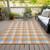 10' X 14' Orange Gray And Beige Plaid Washable Indoor Outdoor Area Rug