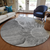 8' Gray Silver And Charcoal Round Floral Washable Indoor Outdoor Area Rug