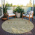 8' Sage Ivory And Beige Round Geometric Washable Indoor Outdoor Area Rug