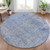 8' Blue And Ivory Round Abstract Washable Indoor Outdoor Area Rug - Blue, Ivory