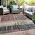 10' X 14' Mauve Blue And Gold Striped Washable Indoor Outdoor Area Rug