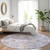 8' Lavender Purple And Gray Round Floral Washable Indoor Outdoor Area Rug