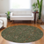 8' Emerald Brown And Red Round Floral Washable Indoor Outdoor Area Rug