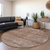 8' Coral And Black Round Striped Washable Indoor Outdoor Area Rug