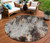 8' Gray Rust And Ivory Round Abstract Washable Indoor Outdoor Area Rug