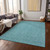8' X 10' Teal Blue Black And Ivory Geometric Washable Indoor Outdoor Area Rug