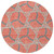 8' Coral And Taupe Round Geometric Washable Indoor Outdoor Area Rug