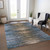 10' X 14' Blue Brown And Sky Blue Striped Washable Indoor Outdoor Area Rug