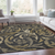 10' X 14' Black Taupe And Gold Floral Washable Indoor Outdoor Area Rug