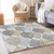 9' X 12' Silver Gray And Gold Floral Washable Indoor Outdoor Area Rug