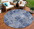 8' Denim Blue And Gray Round Abstract Washable Indoor Outdoor Area Rug