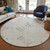 8' Taupe And Brown Round Geometric Washable Indoor Outdoor Area Rug