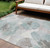 10' X 14' Blue And Sage Floral Washable Indoor Outdoor Area Rug