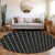 8' Black And Ivory Round Geometric Washable Indoor Outdoor Area Rug Transitional Style - Black, Ivory Color