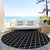 8' Black And Ivory Round Geometric Washable Indoor Outdoor Area Rug Transitional Style - Black, Ivory Color