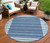 8' Sky Blue And Denim Blue Round Striped Washable Indoor Outdoor Area Rug - 880016854978