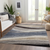 10' X 14' Blue Brown And Beige Abstract Washable Indoor Outdoor Area Rug