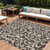 10' X 14' Chocolate And Ivory Floral Washable Indoor Outdoor Area Rug