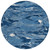 8' Navy Blue And Blue Round Abstract Washable Indoor Outdoor Area Rug
