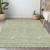 9' X 12' Green And Ivory Chevron Washable Indoor Outdoor Area Rug