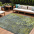 10' X 14' Fern Green Gray And Olive Green Abstract Washable Indoor Outdoor Area Rug