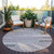 8' Lavender Gray And Ivory Round Floral Washable Indoor Outdoor Area Rug