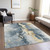 9' X 12' Graphite And Gold Abstract Washable Indoor Outdoor Area Rug