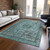 9' X 12' Teal Blue And Turquoise Medallion Washable Indoor Outdoor Area Rug