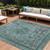 9' X 12' Teal Blue And Turquoise Medallion Washable Indoor Outdoor Area Rug