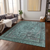 9' X 12' Teal Blue And Turquoise Medallion Washable Indoor Outdoor Area Rug