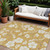 8' X 10' Gold Ivory And Brown Floral Washable Indoor Outdoor Area Rug