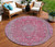 8' Pink And Lavender Round Medallion Washable Indoor Outdoor Area Rug