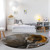 8' Brown And Gray Round Abstract Washable Indoor Outdoor Area Rug