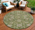 8' Olive Green Brown And Ivory Round Moroccan Washable Indoor Outdoor Area Rug