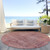 8' Terra Cotta And Salmon Round Aztec Washable Indoor Outdoor Area Rug