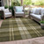 8' X 10' Olive Green Gold And Brown Plaid Washable Indoor Outdoor Area Rug