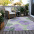 9' X 12' Lavender And Artichoke Green Floral Washable Indoor Outdoor Area Rug