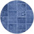 8' Navy Blue And Denim Blue Round Patchwork Washable Indoor Outdoor Area Rug