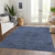 10' X 14' Navy Blue And Charcoal Floral Washable Indoor Outdoor Area Rug - Navy Blue, Charcoal