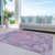 9' X 12' Purple Floral Medallion Washable Indoor Outdoor Area Rug
