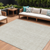 9' X 12' Ivory And Beige Striped Washable Indoor Outdoor Area Rug