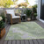 9' X 12' Artichoke Green Lavender And Ivory Abstract Washable Indoor Outdoor Area Rug