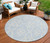8' Sky Blue And Ivory Round Trellis Washable Indoor Outdoor Area Rug